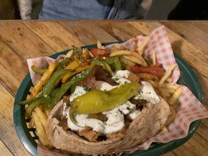 The Don with upgraded salt and pepper fries at Down the Hatch in Liverpool