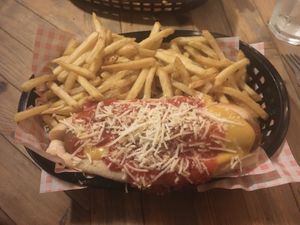 Smoked bratwurst  at Down the Hatch in Liverpool