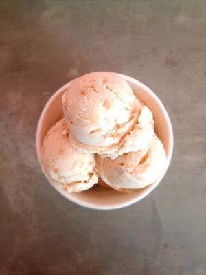 Helado triple de coco tostado at Vegan Parad-ice in Cruz De Huanacaxtle