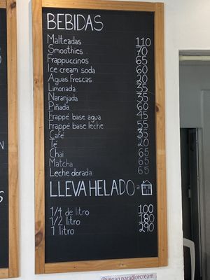 Menu at Vegan Parad-ice in Cruz De Huanacaxtle