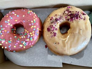 Doe! and Apricot Rose at Doe Donuts in Portland