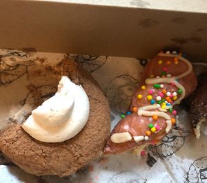 Pictured are a couple of vegan donuts   at Doe Donuts in Portland