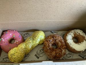 And they were all delicious!   at Doe Donuts in Portland