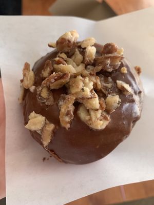 Almond, chocolate, and raspberry   at Doe Donuts in Portland