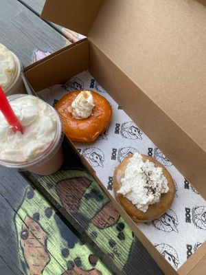Thai Tea and Portland Fog donuts  at Doe Donuts in Portland
