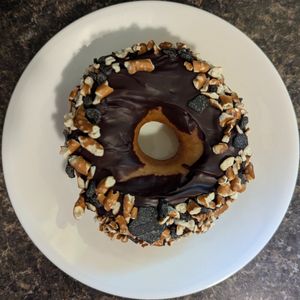 Stout Ganache + Pretzel at Doe Donuts in Portland