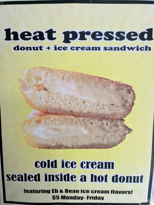 Ice cream donut sandwich at Doe Donuts in Portland