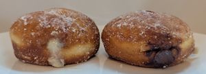 vanilla bean and chocolate paczki at Doe Donuts in Portland