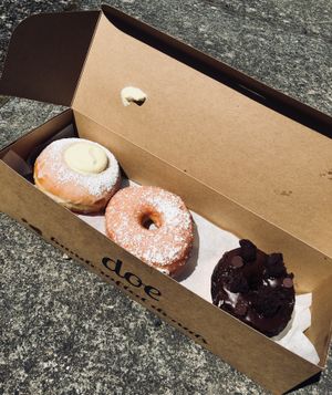 Deliciousness in a box! at Doe Donuts in Portland