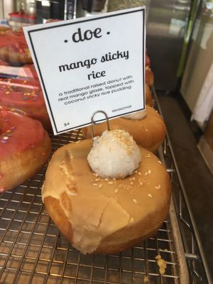 Mango sticky rice (seasonal flavor) at Doe Donuts in Portland