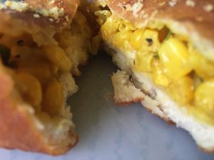 Inside the elote at Doe Donuts in Portland