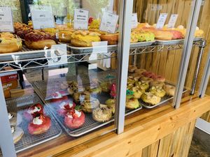 Many donuts, even late in the day! at Doe Donuts in Portland