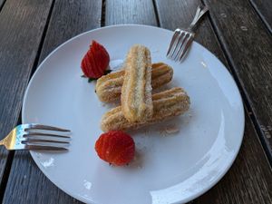 Chocolate filled churros (vegan) at Mountain Madre in Asheville