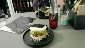 Sushi burger  at Attila Hildmann Organic Snackbar I in Berlin