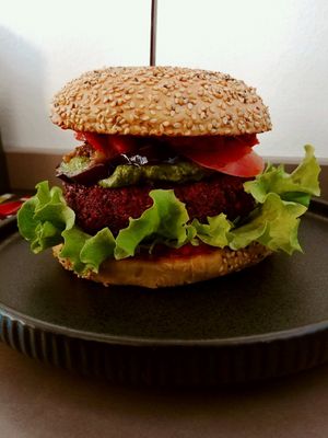 Italian Stallion Burger at Attila Hildmann Organic Snackbar I in Berlin