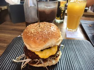 Thaiboxer Burger + Acai Shake at Attila Hildmann Organic Snackbar I in Berlin