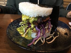 Samurai burger at Attila Hildmann Organic Snackbar I in Berlin