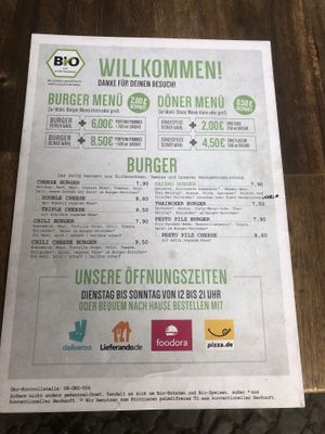Menu at Attila Hildmann Organic Snackbar I in Berlin