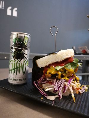 Daisho burger was a surprise but tasted delish! at Attila Hildmann Organic Snackbar I in Berlin