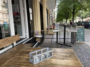 Outside seating  at Attila Hildmann Organic Snackbar I in Berlin
