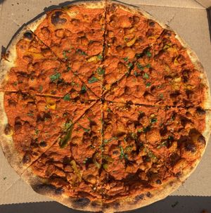 chick’n tikka masala pie + cashew cheese! at Pizza Head in St Louis