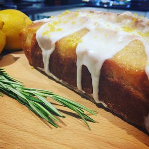Rosemary infused lemon drizzle cake at Vood Bar in Penzance