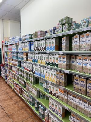 Lots of plant based milks   at NaturaSì - Municipio XIII in Rome