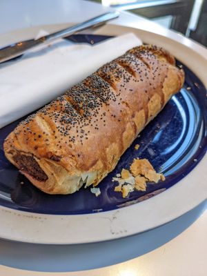 Vegan sausage roll at Academy in Winchester