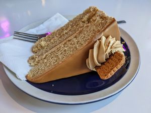 Vegan biscoff cake at Academy in Winchester