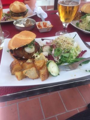 Absolutely delicious burger. My meat eating friends even loved it  at La Raposa del Poble Sec in Barcelona