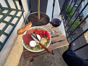 Charcuterie and wine from Mon Epicerie. Baguette from Land and Monkeys. The best strawberries and tomatoes actually came from a small produce seller not far from Mon Epicerie. at Mon Epicerie Paris in Paris