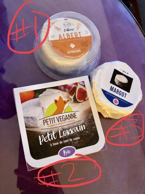 Vegan cheese in order of deliciousness.  at Mon Epicerie Paris in Paris