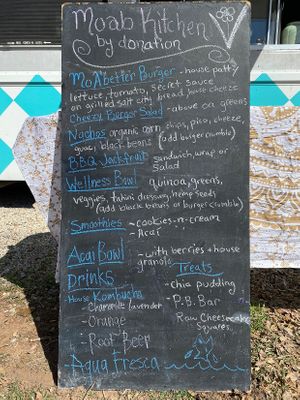 Moab Kitchen has reopened for the season!  Here’s the menu for opening weekend. at Moab Kitchen in Moab