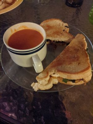 tempeh melt with tomato soup at Moab Kitchen in Moab