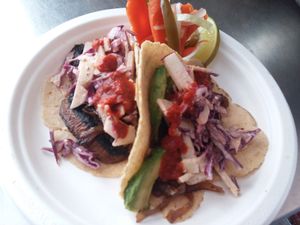 Portobello tacos with handmade tortillas and Mexican pickles.  at Moab Kitchen in Moab