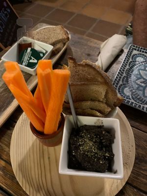 Olive pate at Integral in Formentera