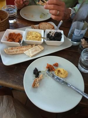 Starter of dips at Integral in Formentera