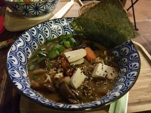Ramen vegetariano at Integral in Formentera