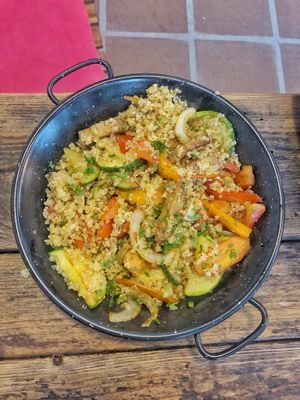 Quinoa with veggie and a choice of your fav protein  at Integral in Formentera