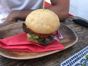 Vegan burger at Integral in Formentera