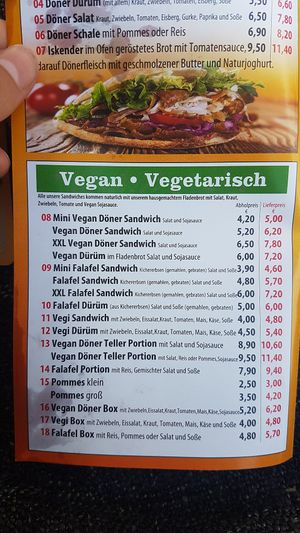 Speisekarte at Sevil in Augsburg