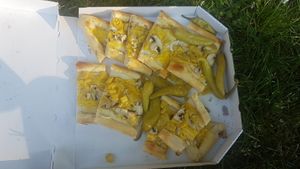 Vegan Pide with champions, vegan cheese at Sevil in Augsburg