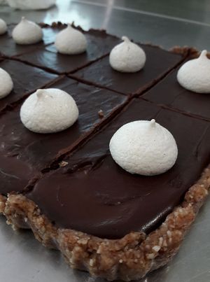 Raw chocolate pie at Le Triple V in Caen