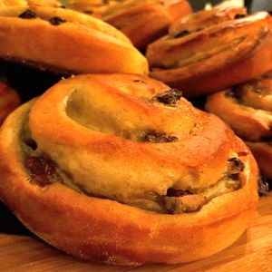 French pastries with raisins at Le Triple V in Caen