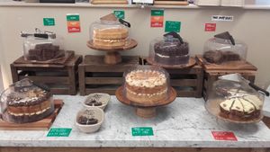 Cakes for sale per slice at LIV Organic & Natural Food Market in Liverpool