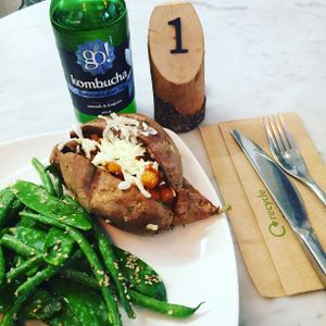 stuffed sweet potato at LIV Organic & Natural Food Market in Liverpool