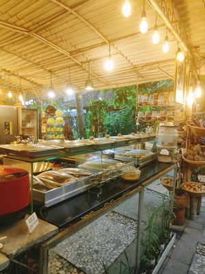 Buffet display at 9 Angels Warung in Ubud