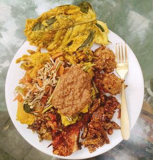 A plate full of deliciousness at 9 Angels Warung in Ubud