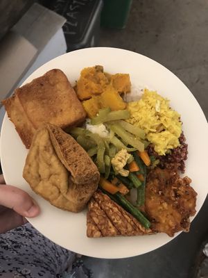 My plate at 9 Angels Warung in Ubud