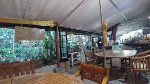 inside in the dining area at 9 Angels Warung in Ubud
